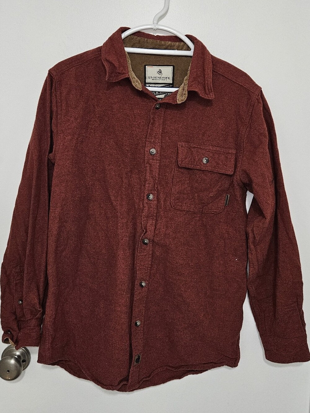 Legendary Whitetails Original Buck Camp Mens Rust Button-Up Shirt Flannel Medium